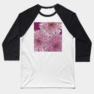 Beautiful Pattern with lovely dahlias in pink, red and purple tones Baseball T-Shirt